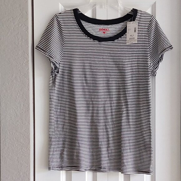 BONGO Short Sleeve Black & White Stripe Tee - XL (Juniors) - Picture 1 of 9